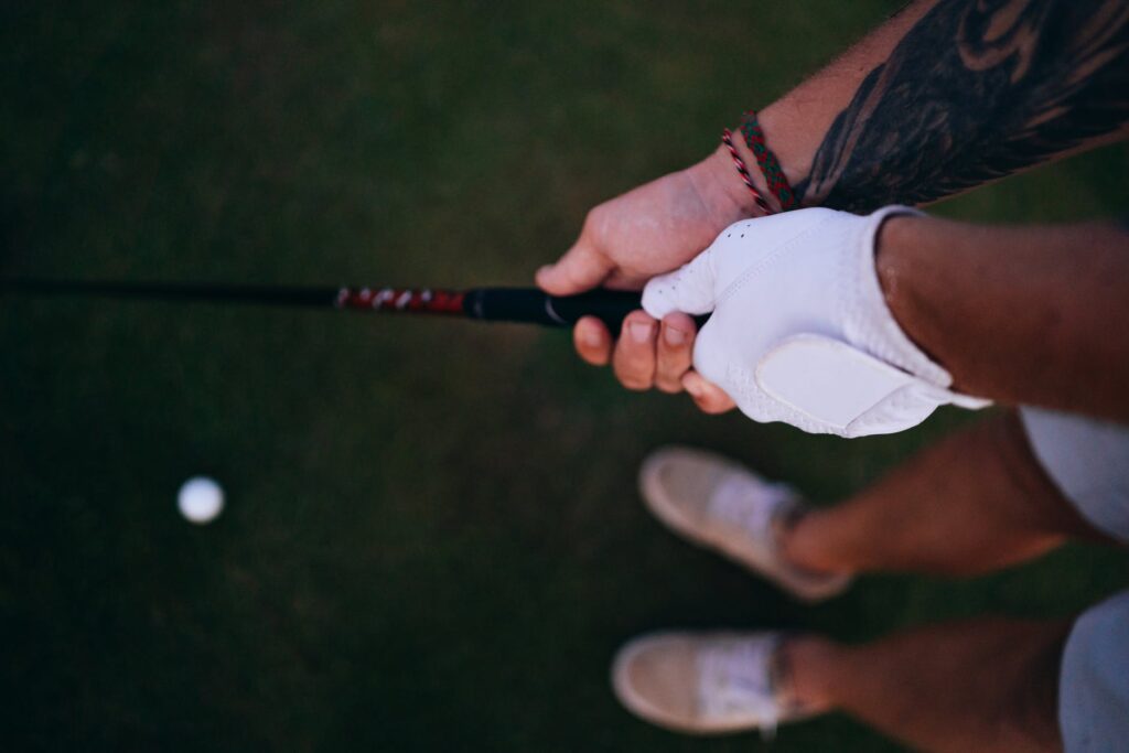 a golfer holding a golf club